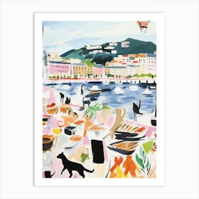 The Food Market In Monaco 3 Illustration Art Print