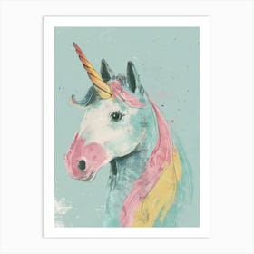 Pastel Unicorn Storybook Style Illustration 3 Art Print