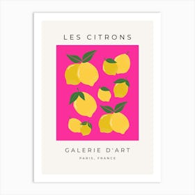 Les Citrons | 02 - Retro Lemon Hot Pink Art Print