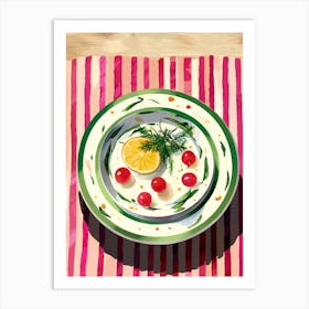 A Plate Of Polenta, Top View Food Illustration 2 Art Print