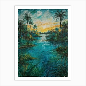 Sunset At The River Art Print