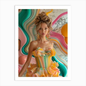 Girl In A Colorful Dress 3 Art Print