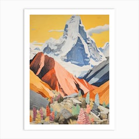 Ama Dablam Nepal 3 Colourful Mountain Illustration Art Print