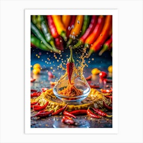 A Single Raindrop Splashing Onto A Bed Of Colorful (1) Art Print