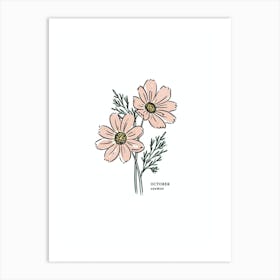 October Cosmos Birth Flower 1 Art Print