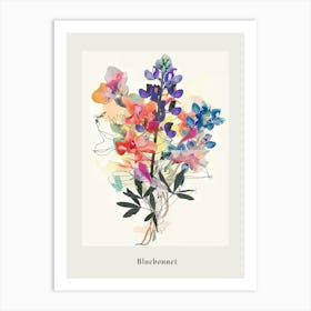 Bluebonnet 2 Collage Flower Bouquet Poster Art Print