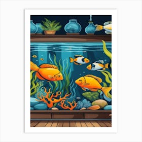 Aquarium With Fishes Art Print