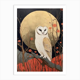 Bird Illustration Barn Owl 2 Art Print