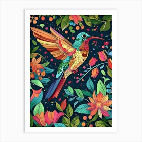 Colorful Humming Bird Art Print