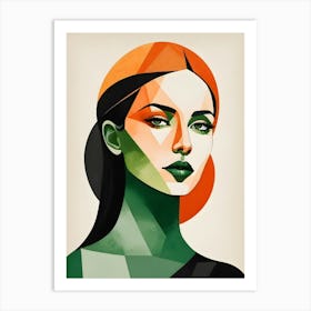 Geometric Woman Portrait Pop Art (12) Art Print