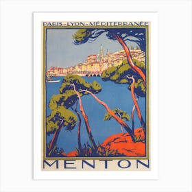 Menton France Vintage Travel Poster Art Print