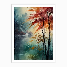 Autumn Trees By The Lake 1 Art Print