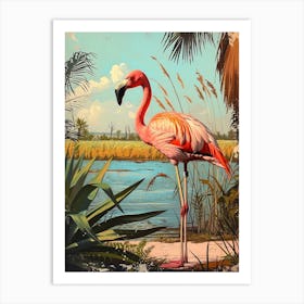 Greater Flamingo Camargue Provence France Tropical Illustration 9 Art Print