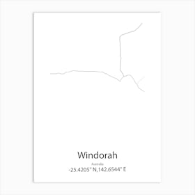 Windorah,Australia Minimalist Map Art Print