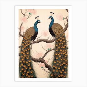 Art Nouveau Birds Poster Peacock 3 Art Print