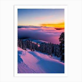 Perisher, Australia Sunrise Skiing Poster Art Print