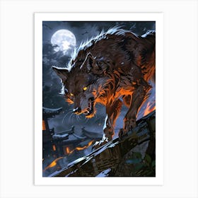 Wolf In The Night 1 Art Print