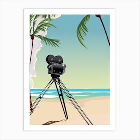 Film Camera On The Beach Art Print