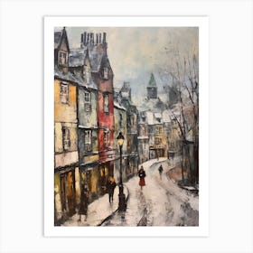 Vintage Winter Painting Edinburgh Scotland 1 Art Print