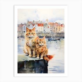 Irish Cats in Watercolor 4 Art Print