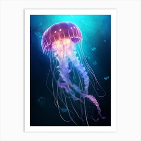 Sea Nettle Jellyfish Neon Illustration 3 Art Print