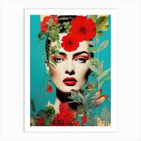 Mexican Woman With Flowers 1 Art Print