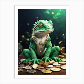 Frog With Gold Coins Art Print