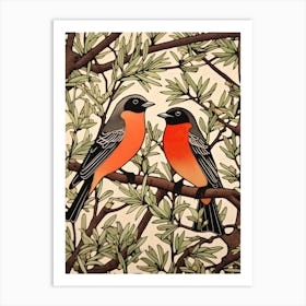 Art Nouveau Birds Poster Cedar Waxwing 1 Art Print