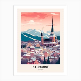 Vintage Winter Travel Poster Salzburg Austria 3 Art Print