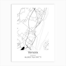 Versoix,Switzerland Minimalist Map Art Print