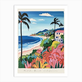 Poster Of Malibu Beach, California, Matisse And Rousseau Style 4 Art Print