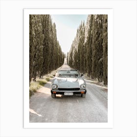 Fiat Spider Drive Through Cypress Hall in Tuscany Art Print