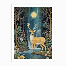 Deer In The Magical Forest Art Print