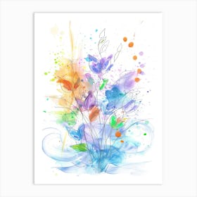 Watercolor Flowers Abstract paint painting Art Print