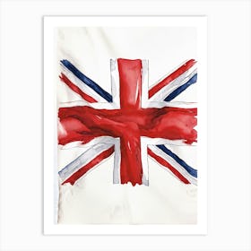 An Authoritative Watercolor Render Of The Distinguished United Kingdom Flag With Its Deep Red Cross Art Print