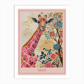 Floral Animal Painting Giraffe 2 Poster Art Print