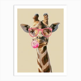 Giraffe In Glasses Art Print