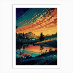 Sunset In The Mountains Art Print