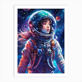 Watercolour Astronaut Portrait Art Print