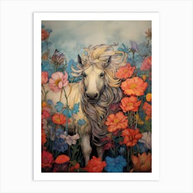 Icelandic Pony In The Poppies Art Print