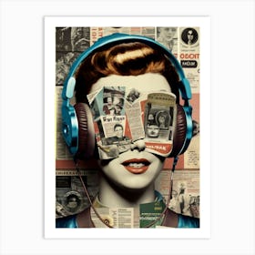 Woman With Headphones 28 Art Print