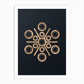 Abstract Geometric Gold Glyph on Dark Teal n.0364 Art Print