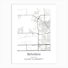 Belvidere,United States Minimalist Map 1 Poster