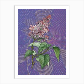 Vintage Common Pink Lilac Plant Botanical Illustration on Veri Peri n.0264 Art Print