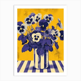 Pansy Flowers On A Table   Contemporary Illustration 1 Art Print