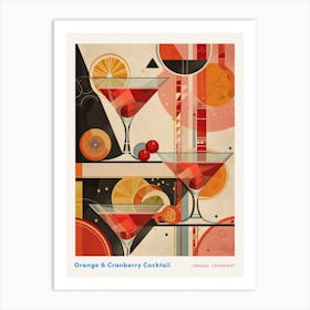 Art Deco Fruity Orange & Cranberry Cocktail 1 Poster Art Print