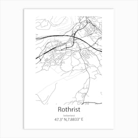 Rothrist,Switzerland Minimalist Map Art Print