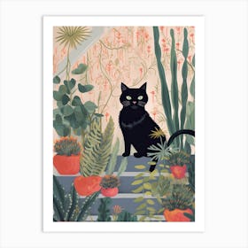 Black Cat And House Plants 4 Art Print