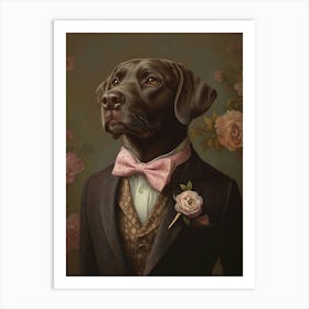 Chocolate Labrador Dapper Gentleman Art Print