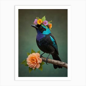 Bird With A Flower Crown 3 Art Print